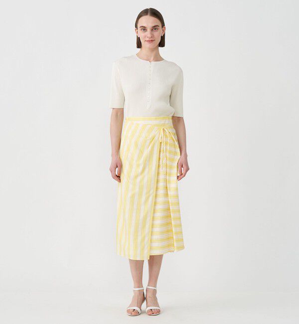 Ballsey「コットンキュプラストライプ ラップスカート」|フレア|