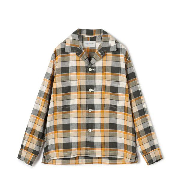 TOMORROWLAND MENS「コットンリネン マドラスチェック&times;ヘリンボーン シャツブルゾン」|シャツ・ブラウス|44 ベージュ系