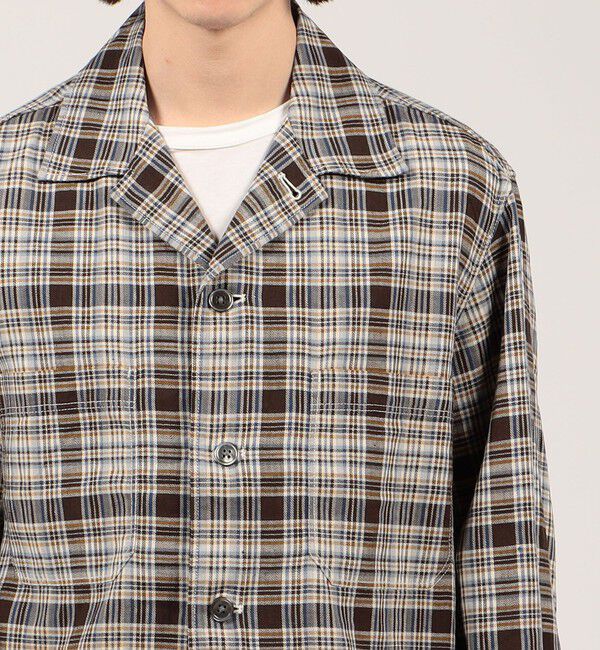 TOMORROWLAND MENS「コットンリネン マドラスチェック&times;ヘリンボーン シャツブルゾン」|シャツ・ブラウス|