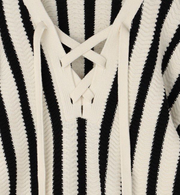 MACPHEE「ハイブリットコットン レースアッププルオーバー」|ニット・セーター|