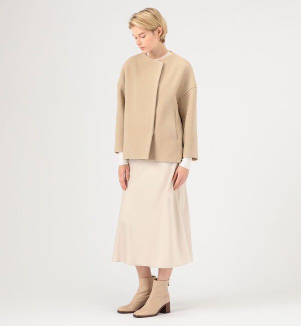 Ballsey「ウールナイロンベロア コクーンコート」|ノーカラーコート|