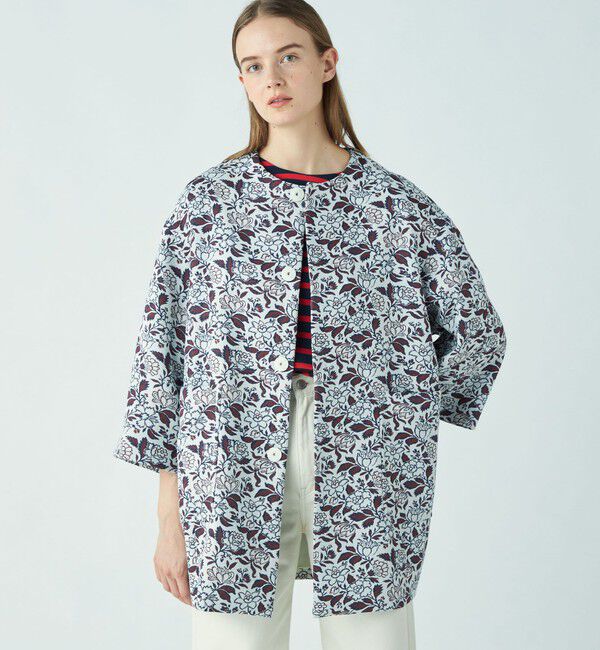 SOULEIADO「ポリステルレーヨンジャカード ノーカラーコート」|ノーカラーコート|