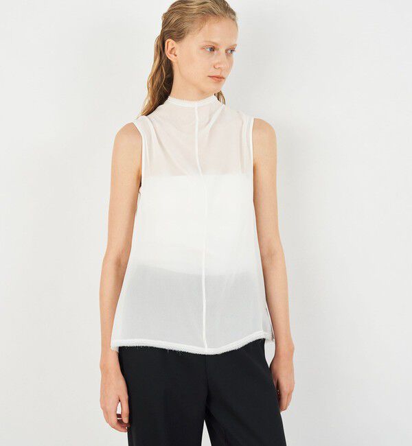 DES PRES「シルクシフォン ハイネックノースリーブブラウス」|シャツ・ブラウス|