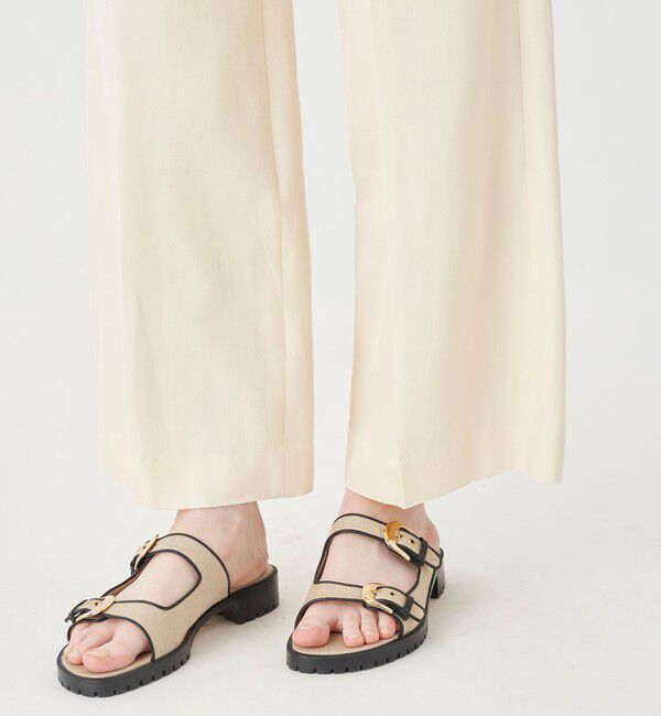 MACPHEE「コットンアセテートツイル タックフレアパンツ」|スラックス|