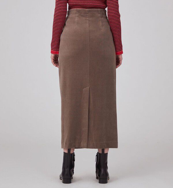 MACPHEE「コットンポリエステルベロア フロントギャザーロングスカート」|タイト|