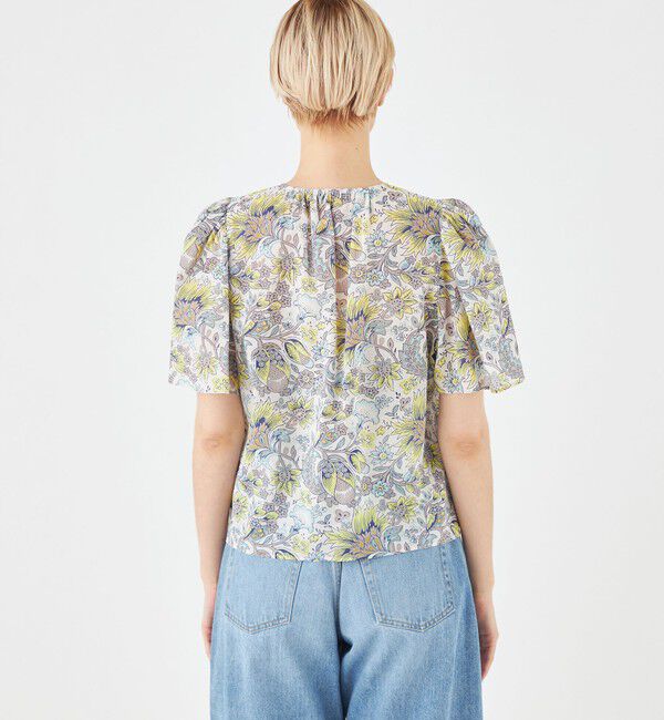 SOULEIADO「コットンボイルプリント フレアスリーブブラウス」|シャツ・ブラウス|