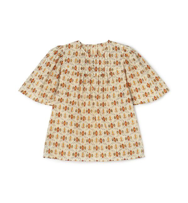 SOULEIADO「コットンボイルプリント フレアスリーブブラウス」|シャツ・ブラウス|36 レッド系