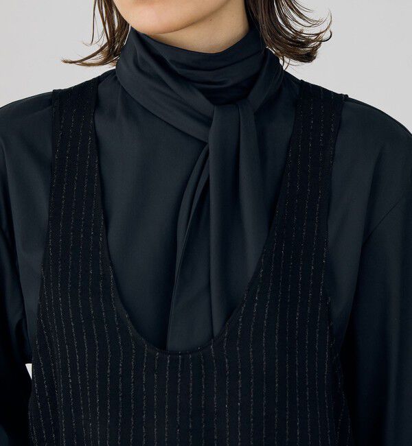 DES PRES「グリッターストライプ Uネックノースリーブブラウス」|シャツ・ブラウス|