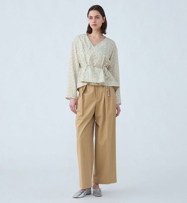 SOULEIADO「セルロースリネンプリント カシュクールブラウス」|シャツ・ブラウス|