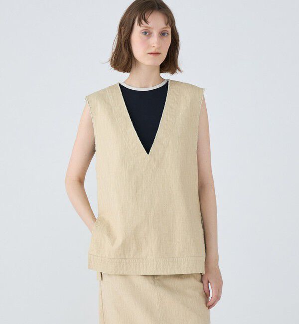 MACPHEE「ダブルサイドピグメント Vネックベスト」|ベスト・ジレ|