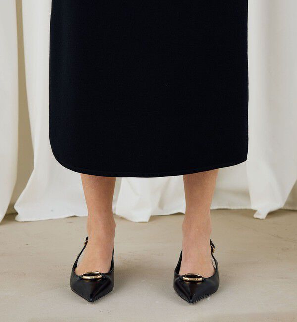 DES PRES「レーヨンナイロンダブルフェイス Aラインミディスカート」|台形|