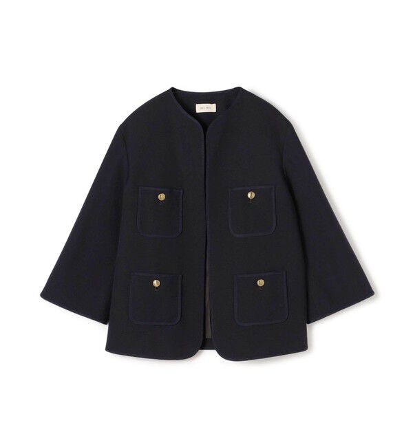 DES PRES「ハードウールオックスフォード ミディジャケット」|ノーカラージャケット|69 ネイビー