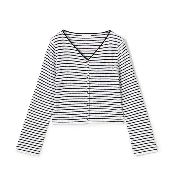 Ballsey「ランダムリブボーダー ショートカーディガン」|カーディガン|12 ホワイト系