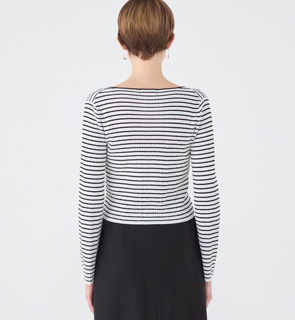 Ballsey「ランダムリブボーダー ショートカーディガン」|カーディガン|