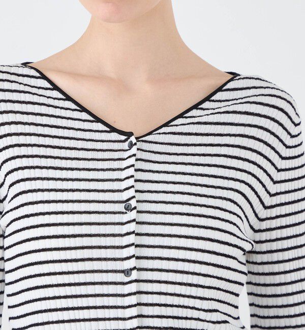 Ballsey「ランダムリブボーダー ショートカーディガン」|カーディガン|