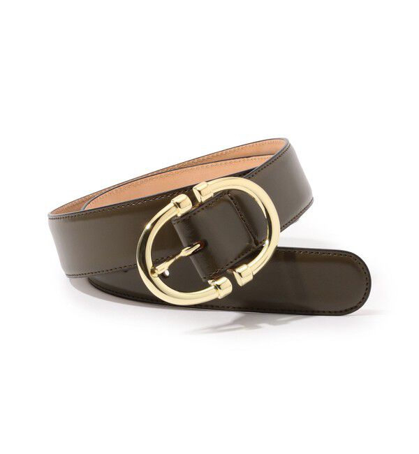 TOMORROWLAND GOODS「AMBOISE ROUND BUCKLE レザーベルト」|ベルト|59 カーキブラウン