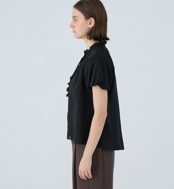 Ballsey「スムースラミー フリルカラーブラウス」|シャツ・ブラウス|