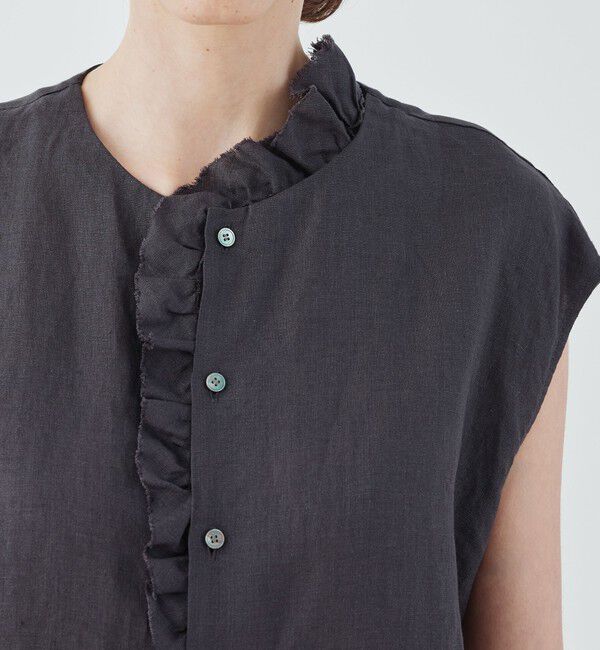 GALERIE VIE「リネンポプリン カットオフフリルブラウス」|シャツ・ブラウス|