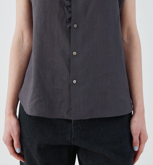 GALERIE VIE「リネンポプリン カットオフフリルブラウス」|シャツ・ブラウス|