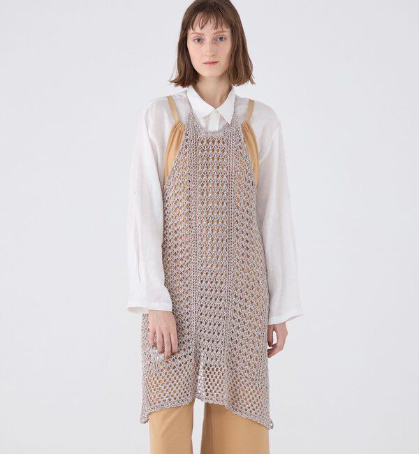 MACPHEE「メタリッククロシェ エプロンワンピース」|その他|