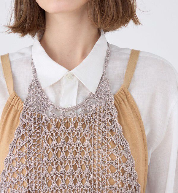 MACPHEE「メタリッククロシェ エプロンワンピース」|その他|