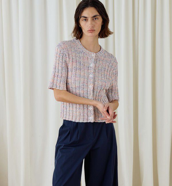 DES PRES「ラミーミックスツイストコットン ハーフスリーブカーディガン」|カーディガン|