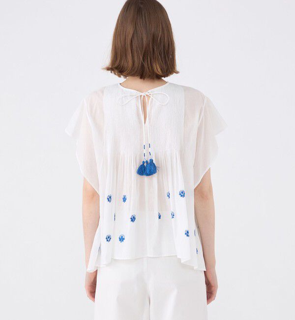 SOULEIADO「コットンボイルエンブロイダリー アシンメトリーヘムブラウス」|シャツ・ブラウス|