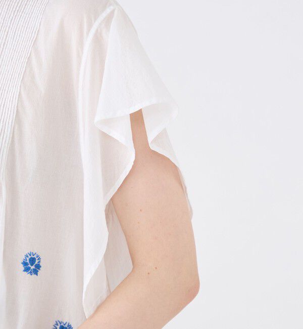 SOULEIADO「コットンボイルエンブロイダリー アシンメトリーヘムブラウス」|シャツ・ブラウス|