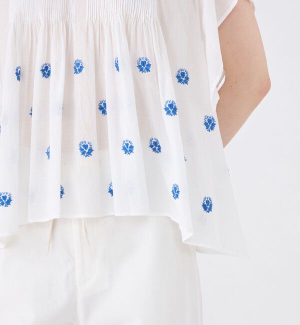 SOULEIADO「コットンボイルエンブロイダリー アシンメトリーヘムブラウス」|シャツ・ブラウス|