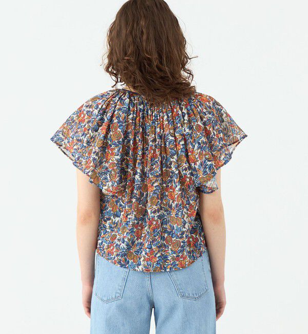 SOULEIADO「ポリエステルプリント ギャザーフレアブラウス」|シャツ・ブラウス|