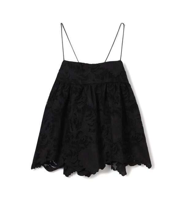 SOULEIADO「コットンエンブロイダリー ペプラムキャミソール」|キャミソール|19 ブラック