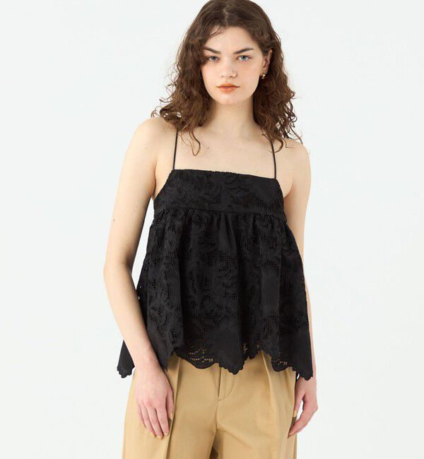 SOULEIADO「コットンエンブロイダリー ペプラムキャミソール」|キャミソール|