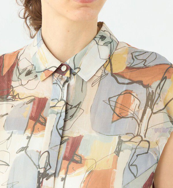 TOMORROWLAND collection「オイルペイントプリント ギャザースリーブワンピース」|ワンピース|