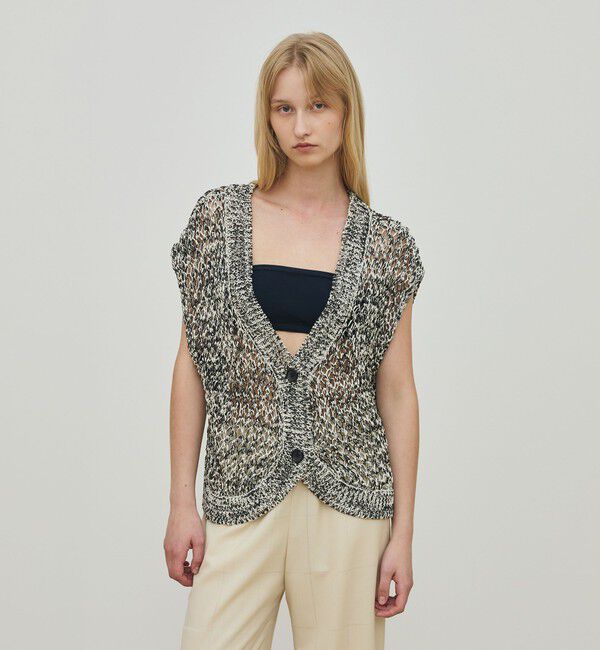 DES PRES「ペーパーテープヤーン ヘムラウンドカーディガン」|カーディガン|