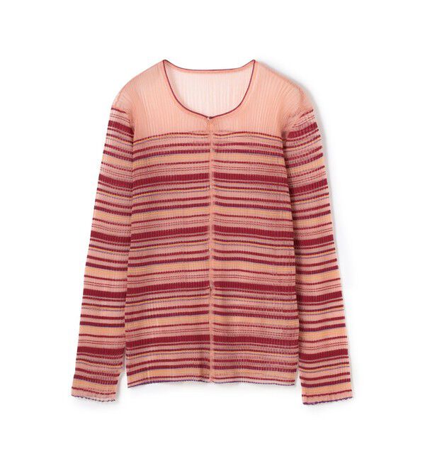 MACPHEE「シアーボーダー クルーネックカーディガン」|カーディガン|36 レッド系