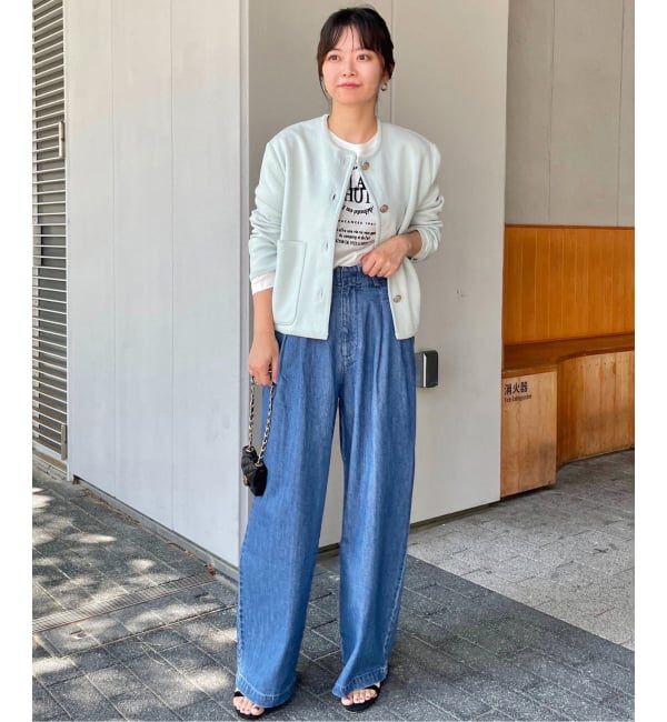 SLOBE IENA「《一部WEB・店舗限定カラーあり》ダブルフェイスニットジャケット」|カーディガン|