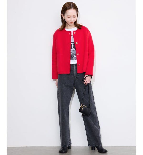 SLOBE IENA「《一部WEB・店舗限定カラーあり》ダブルフェイスニットジャケット」|カーディガン|