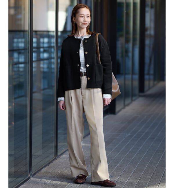 SLOBE IENA「《一部WEB・店舗限定カラーあり》ダブルフェイスニットジャケット」|カーディガン|