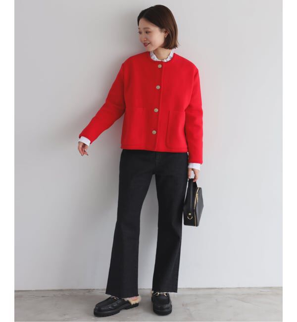 SLOBE IENA「《一部WEB・店舗限定カラーあり》ダブルフェイスニットジャケット」|カーディガン|