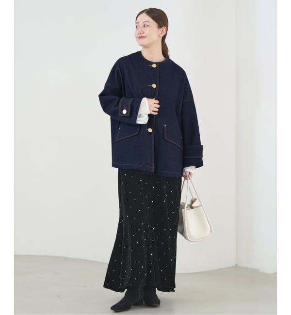 IENA「MACKINTOSH/マッキントッシュ 別注 HUMBIE DENIM JACKET ノーカラーコート」|ノーカラーコート|