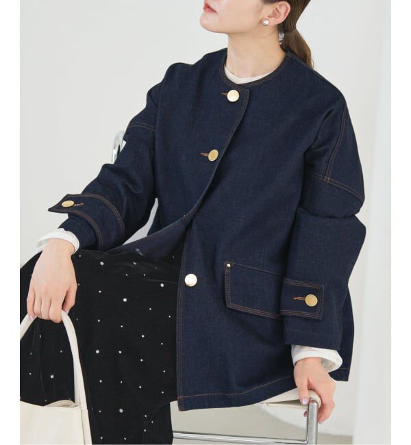 IENA「MACKINTOSH/マッキントッシュ 別注 HUMBIE DENIM JACKET ノーカラーコート」|ノーカラーコート|