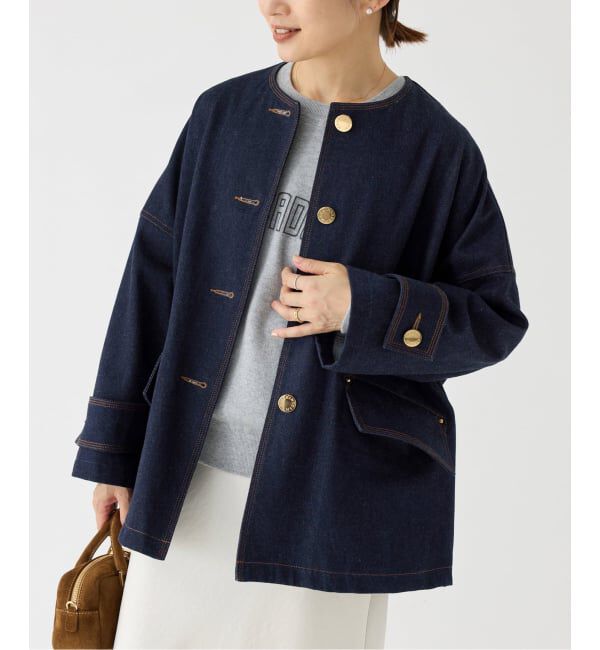 IENA「MACKINTOSH/マッキントッシュ 別注 HUMBIE DENIM JACKET ノーカラーコート」|ノーカラーコート|