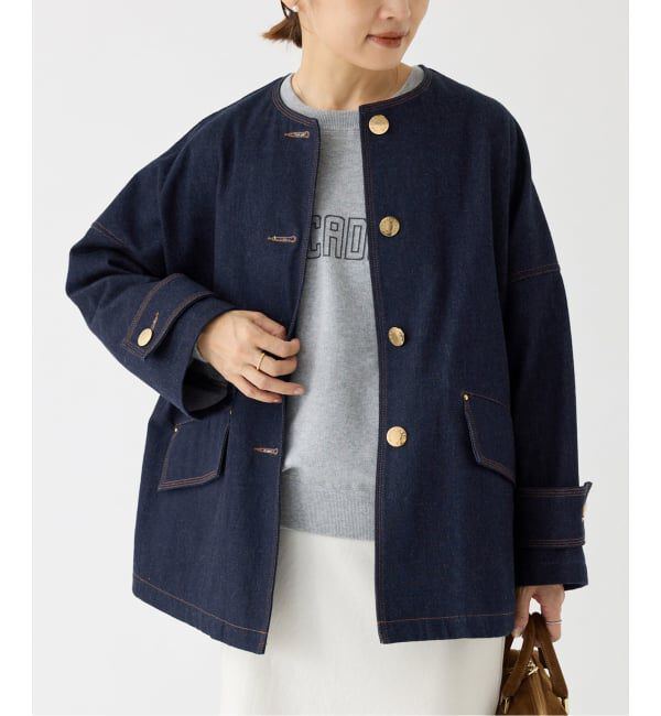 IENA「MACKINTOSH/マッキントッシュ 別注 HUMBIE DENIM JACKET ノーカラーコート」|ノーカラーコート|