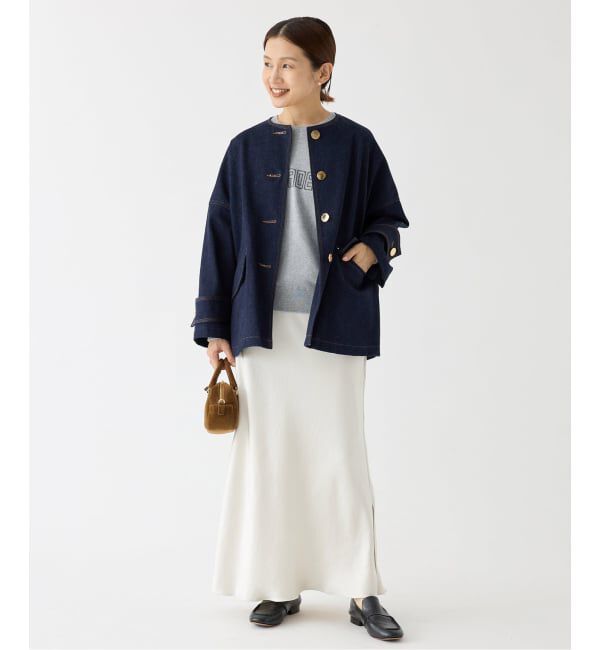 IENA「MACKINTOSH/マッキントッシュ 別注 HUMBIE DENIM JACKET ノーカラーコート」|ノーカラーコート|