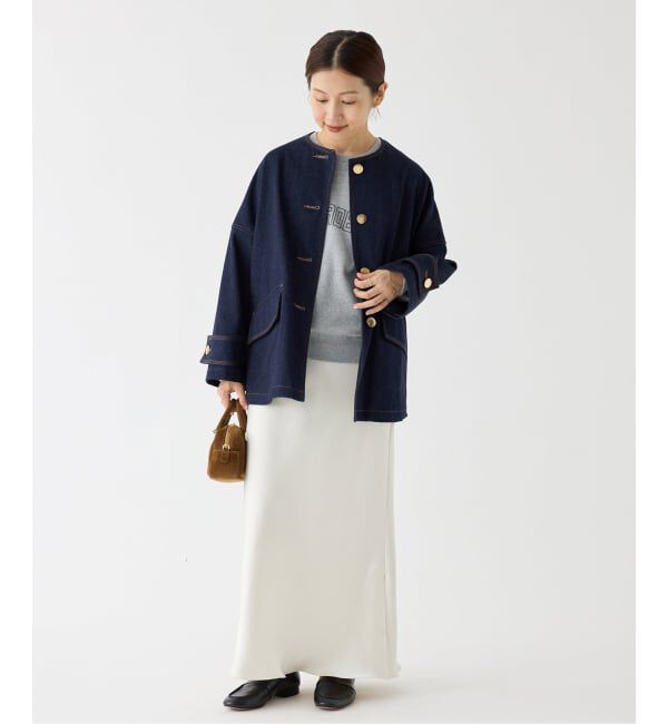 IENA「MACKINTOSH/マッキントッシュ 別注 HUMBIE DENIM JACKET ノーカラーコート」|ノーカラーコート|