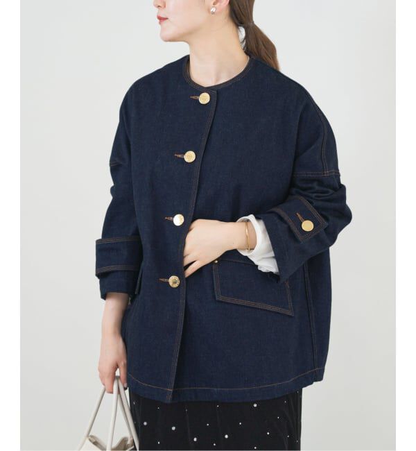 IENA「MACKINTOSH/マッキントッシュ 別注 HUMBIE DENIM JACKET ノーカラーコート」|ノーカラーコート|