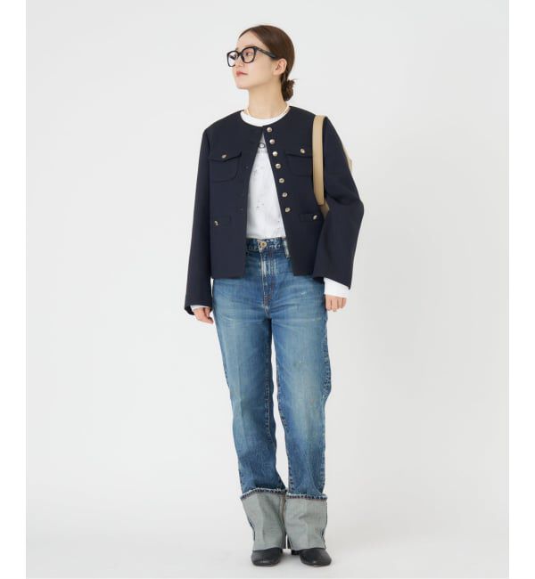 IENA「ボンディングジャケット」|ノーカラージャケット|