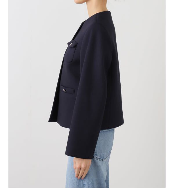 IENA「ボンディングジャケット」|ノーカラージャケット|