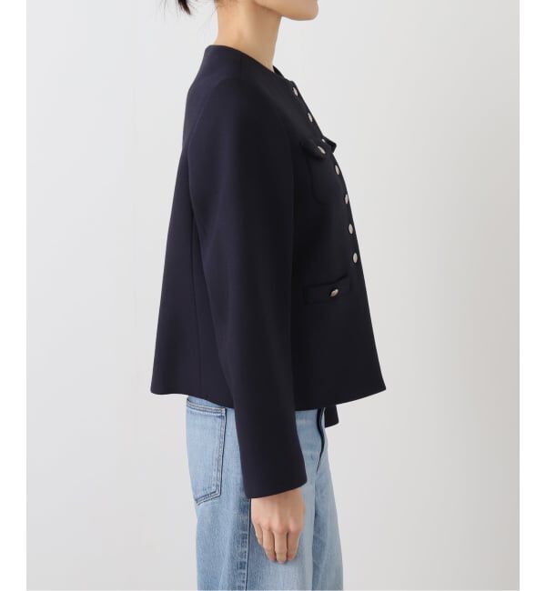 IENA「ボンディングジャケット」|ノーカラージャケット|