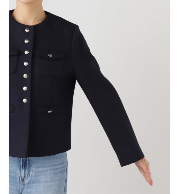 IENA「ボンディングジャケット」|ノーカラージャケット|